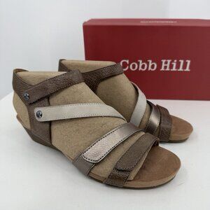 Cobb Hill Women's Hollywood 4-Strap Wedge Sandals size 7 W WIDE CI0237 COMFORT